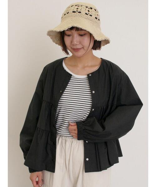 Samansa Mos2（サマンサ モスモス）の「ティアードジャケット（ノーカラージャケット・レディース・ベージュ/カーキ/ブラック・F）」の10枚目の写真