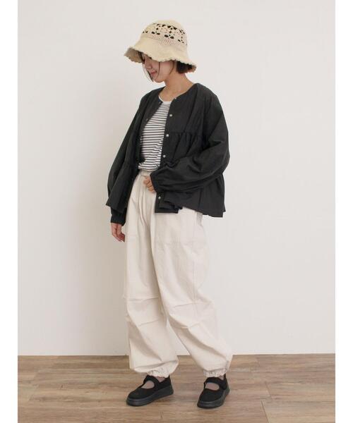 Samansa Mos2（サマンサ モスモス）の「ティアードジャケット（ノーカラージャケット・レディース・ベージュ/カーキ/ブラック・F）」の8枚目の写真