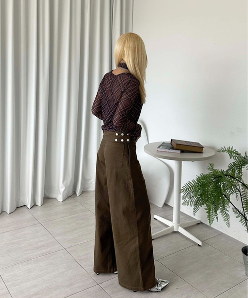 sedacle girl(セダクルガール)の「チェックシアーストールロンT(Tシャツ/カットソー・レディース・ボルドー/ブルー/チャコールグレー・MEDIUM/SMALL)」の13枚目の写真