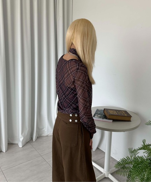 sedacle girl(セダクルガール)の「チェックシアーストールロンT(Tシャツ/カットソー・レディース・ボルドー/ブルー/チャコールグレー・MEDIUM/SMALL)」の17枚目の写真