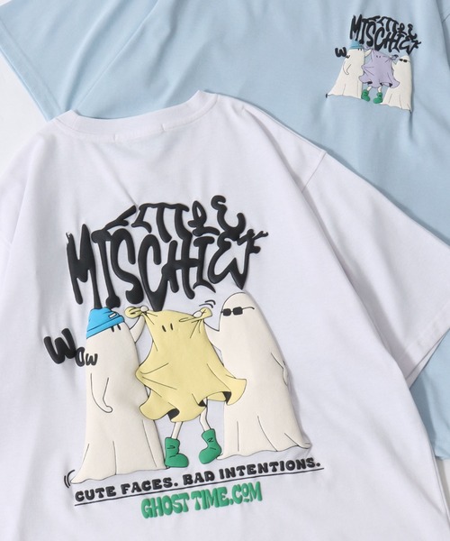 SITRY（シトリー）の「2026SS新柄 Ghost Foam Print T-Shirt/ゴースト 発泡プリント オーバーサイズ 半袖Tシャツ レディース メンズ（Tシャツ/カットソー・メンズ・ブラック/スモークピンク/ホワイト/グレイッシュブルー/ホワイト系その他/ブラック系その他/ブラック系その他2/ピンク系その他/ホワイト系その他2/ブルー系その他/ホワイト系その他4/ブラック系その他3/ホワイト系その他3/ブラック系その他4/ブラック系その他6/ブラック系その他5/ホワイト系その他5/ホワイト系その他6/サックスブルー/ブルー系その他2・L/M）」の8枚目の写真