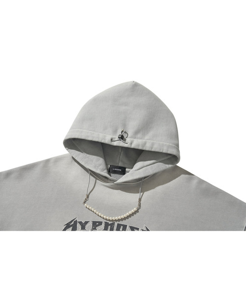 LIBERE(リベーレ)の「LIBERE リベーレ / WASHED BEADS HOODIE グラフィックプリントパールビーズビッグシルエットフーディー パーカー / 251243-251244(パーカー・メンズ・ブラック/グレー・LARGE/MEDIUM/SMALL)」の5枚目の写真