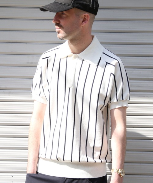 TMT（ティーエムティー）の「DRY KNIT STRIPE POLO SHIRTS（ポロシャツ・メンズ・ネイビー/ブラック/ホワイト・LARGE/X-LARGE/MEDIUM）」の2枚目の写真