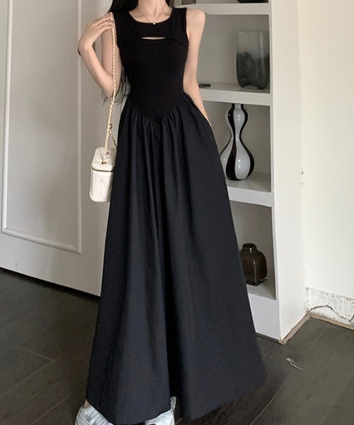 セール】カットアウトデザイン ロングワンピース(ワンピース セール】カットアウトデザイン ロングワンピース(ワンピース