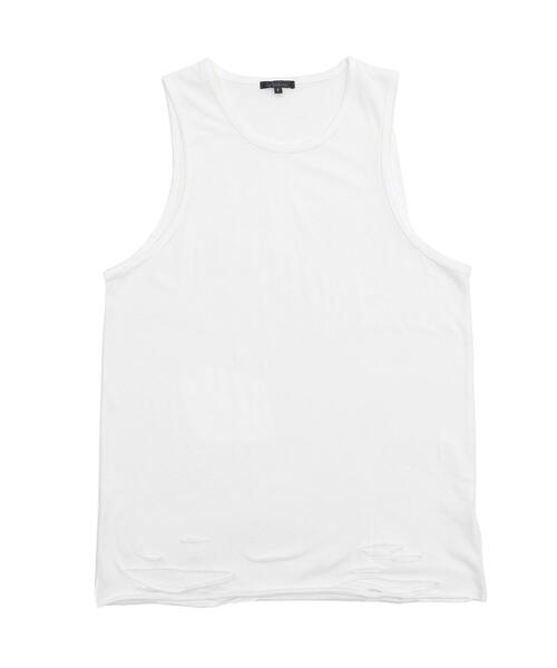 WEGO(ウィゴー)の「WEGO/ダメージタンクトップ(タンクトップ・メンズ・ホワイト/グレー系その他5/スミクロ/ブラック系その他5/ブラック・FREE)」の2枚目の写真