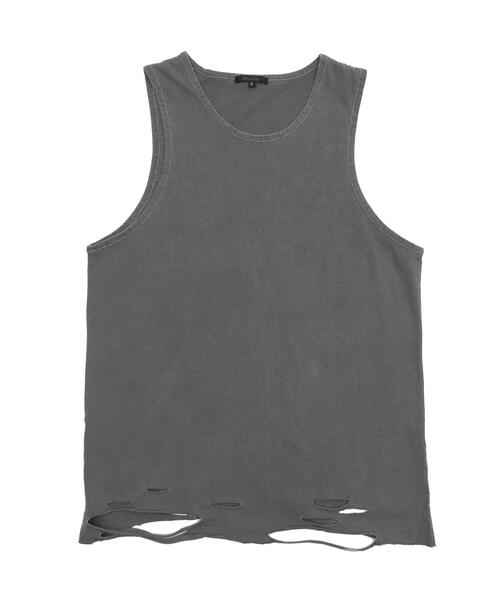 WEGO(ウィゴー)の「WEGO/ダメージタンクトップ(タンクトップ・メンズ・ホワイト/グレー系その他5/スミクロ/ブラック系その他5/ブラック・FREE)」の4枚目の写真