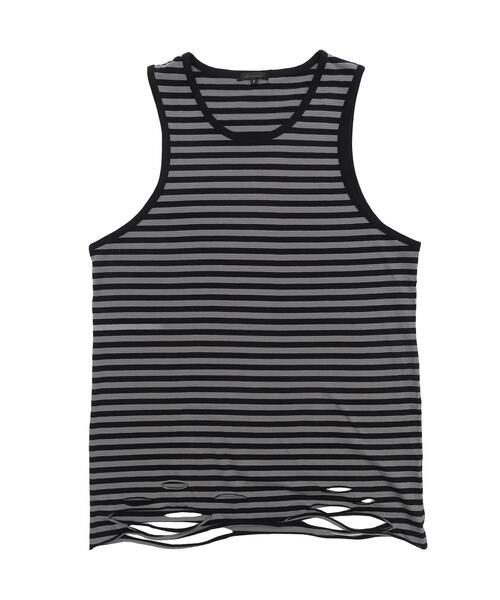 WEGO(ウィゴー)の「WEGO/ダメージタンクトップ(タンクトップ・メンズ・ホワイト/グレー系その他5/スミクロ/ブラック系その他5/ブラック・FREE)」の5枚目の写真