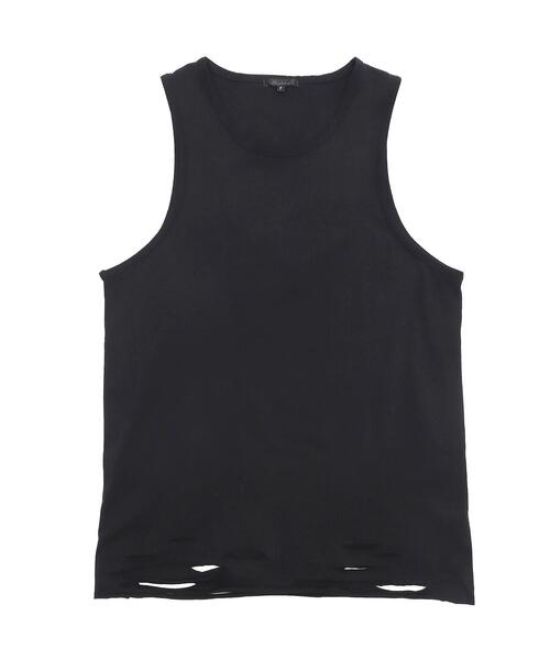 WEGO(ウィゴー)の「WEGO/ダメージタンクトップ(タンクトップ・メンズ・ホワイト/グレー系その他5/スミクロ/ブラック系その他5/ブラック・FREE)」の3枚目の写真