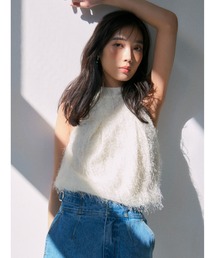 フリンジジャガードホルタートップス