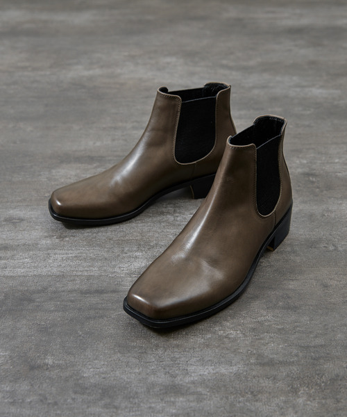 PADRONE パドローネ / BL SQUARE SIDE GORE BOOTS キップレザー