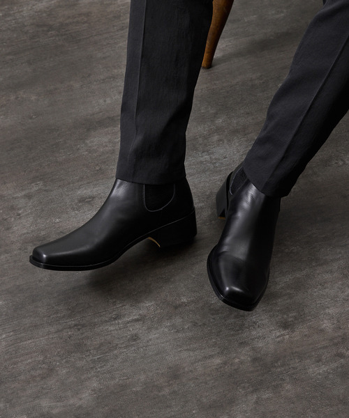 PADRONE パドローネ / BL SQUARE SIDE GORE BOOTS キップレザー