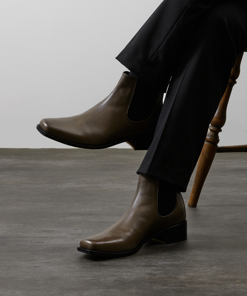 PADRONE パドローネ / BL SQUARE SIDE GORE BOOTS キップレザー