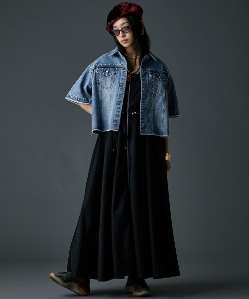 GEVS.(ジェイヴィス)の「スタッズ付デニムシャツ<大きいサイズ有>GEVS.(シャツ/ブラウス・レディース・ネイビー系/ブルー系・LL/3L/4L/5L/M/L)」の6枚目の写真