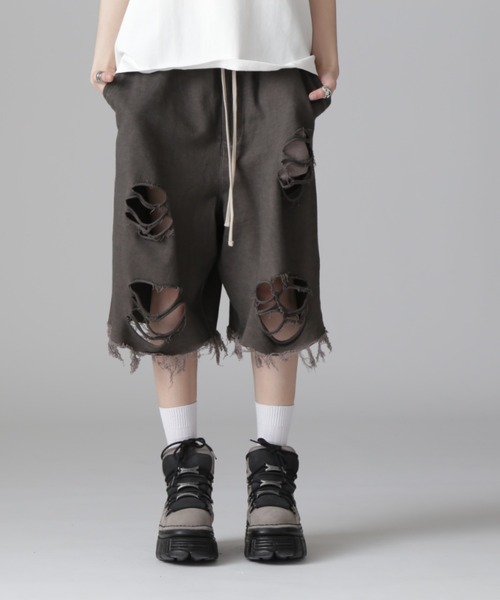 DANKE SCHON(ダンケシェーン)の「DankeSchon/ダンケシェーン/WATERDYESWT CARGO SHORTS(スウェットパンツ・レディース・チャコールグレー・L/M)」の2枚目の写真