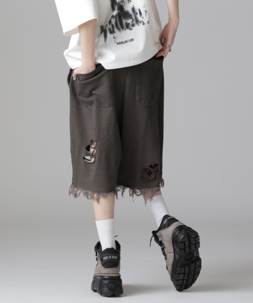 DANKE SCHON(ダンケシェーン)の「DankeSchon/ダンケシェーン/WATERDYESWT CARGO SHORTS(スウェットパンツ・レディース・チャコールグレー・L/M)」の4枚目の写真