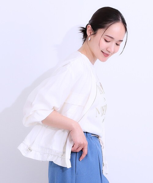 DRESKIP（ドレスキップ）の「【S-LL】大人のシアー感が魅力 ドロストブルゾン（ブルゾン・レディース・ベージュ/チャコールグレー/オフホワイト・01/02/03/04）」の5枚目の写真