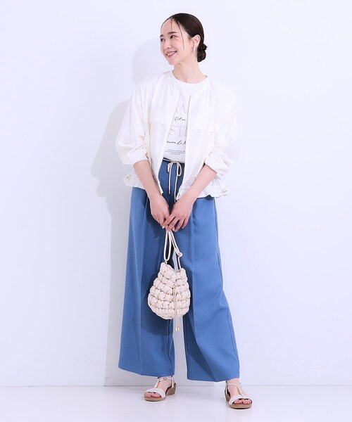 DRESKIP（ドレスキップ）の「【S-LL】大人のシアー感が魅力 ドロストブルゾン（ブルゾン・レディース・ベージュ/チャコールグレー/オフホワイト・01/02/03/04）」の6枚目の写真