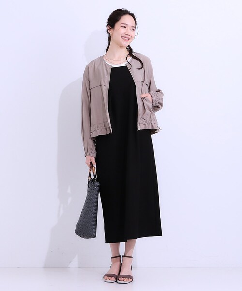 DRESKIP（ドレスキップ）の「【S-LL】大人のシアー感が魅力 ドロストブルゾン（ブルゾン・レディース・ベージュ/チャコールグレー/オフホワイト・01/02/03/04）」の14枚目の写真