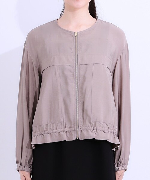 DRESKIP（ドレスキップ）の「【S-LL】大人のシアー感が魅力 ドロストブルゾン（ブルゾン・レディース・ベージュ/チャコールグレー/オフホワイト・01/02/03/04）」の16枚目の写真