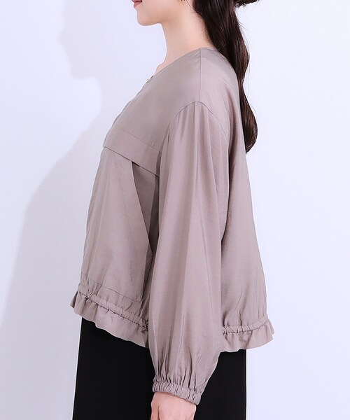 DRESKIP（ドレスキップ）の「【S-LL】大人のシアー感が魅力 ドロストブルゾン（ブルゾン・レディース・ベージュ/チャコールグレー/オフホワイト・01/02/03/04）」の17枚目の写真