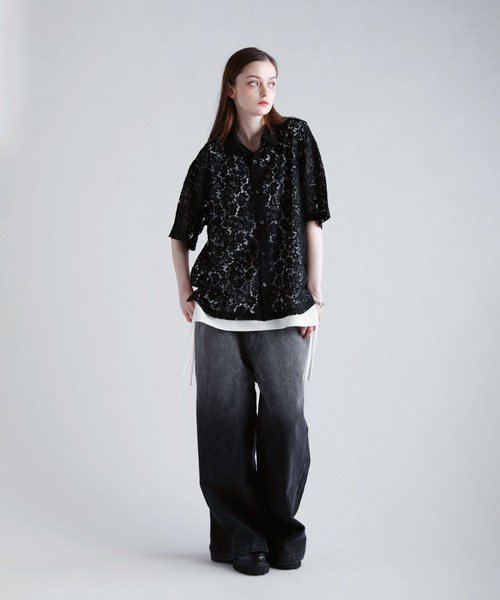 SOCCE（ソーシー）の「リラクシングシアーレースシャツ（シャツ/ブラウス・メンズ・ブラック/ネイビー/ホワイト・S/M/L/XL）」の11枚目の写真