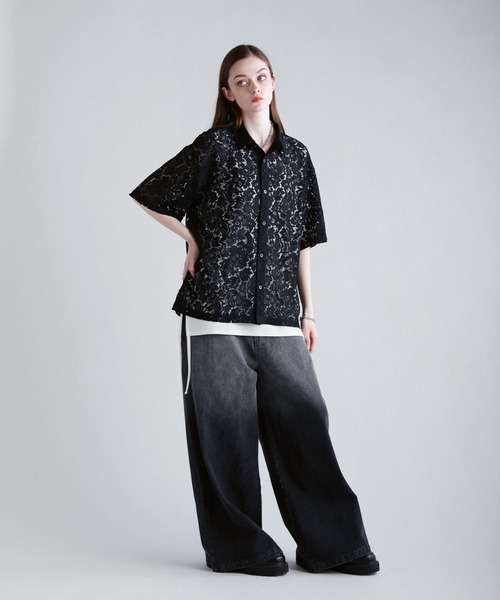 SOCCE（ソーシー）の「リラクシングシアーレースシャツ（シャツ/ブラウス・メンズ・ブラック/ネイビー/ホワイト・S/M/L/XL）」の12枚目の写真