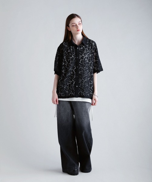 SOCCE（ソーシー）の「リラクシングシアーレースシャツ（シャツ/ブラウス・メンズ・ブラック/ネイビー/ホワイト・S/M/L/XL）」の14枚目の写真