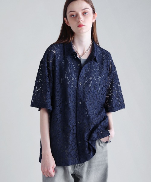 SOCCE（ソーシー）の「リラクシングシアーレースシャツ（シャツ/ブラウス・メンズ・ブラック/ネイビー/ホワイト・S/M/L/XL）」の19枚目の写真