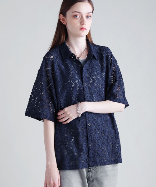 SOCCE（ソーシー）の「リラクシングシアーレースシャツ（シャツ/ブラウス・メンズ・ブラック/ネイビー/ホワイト・S/M/L/XL）」の20枚目の写真