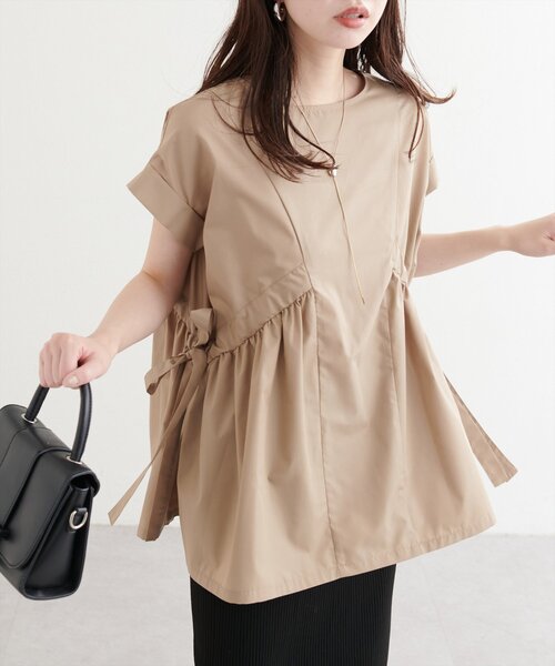 natural couture（ナチュラルクチュール）の「サイドドロストトップス（シャツ/ブラウス・レディース・オフホワイト/ピンク/キャメル/ネイビー・FREE）」の3枚目の写真