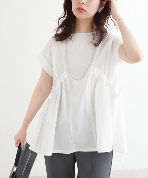 natural couture（ナチュラルクチュール）の「サイドドロストトップス（シャツ/ブラウス・レディース・オフホワイト/ピンク/キャメル/ネイビー・FREE）」の5枚目の写真