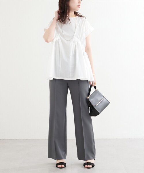 natural couture（ナチュラルクチュール）の「サイドドロストトップス（シャツ/ブラウス・レディース・オフホワイト/ピンク/キャメル/ネイビー・FREE）」の8枚目の写真