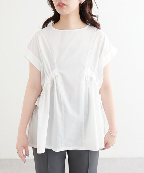 natural couture（ナチュラルクチュール）の「サイドドロストトップス（シャツ/ブラウス・レディース・オフホワイト/ピンク/キャメル/ネイビー・FREE）」の22枚目の写真