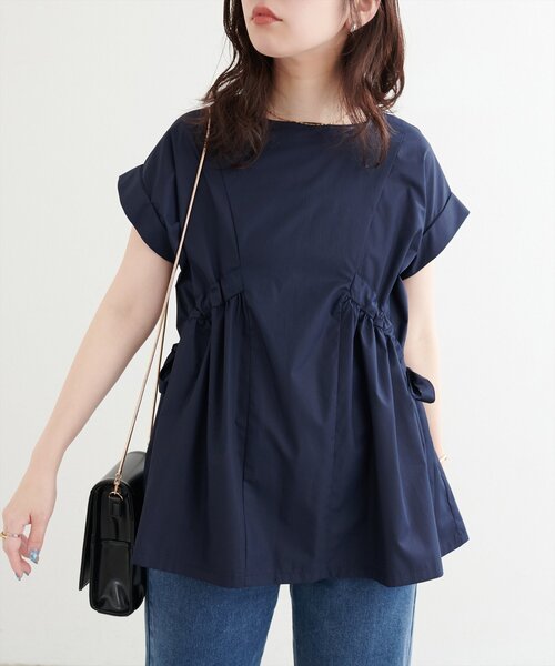 natural couture（ナチュラルクチュール）の「サイドドロストトップス（シャツ/ブラウス・レディース・オフホワイト/ピンク/キャメル/ネイビー・FREE）」の9枚目の写真