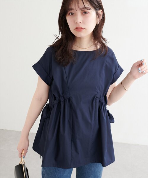 natural couture（ナチュラルクチュール）の「サイドドロストトップス（シャツ/ブラウス・レディース・オフホワイト/ピンク/キャメル/ネイビー・FREE）」の11枚目の写真