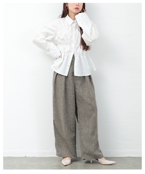Sawa a la mode(サワアラモード)の「サマーツィードタックパンツ(スラックス・レディース・ブラウン/ブラック・FREE)」の20枚目の写真