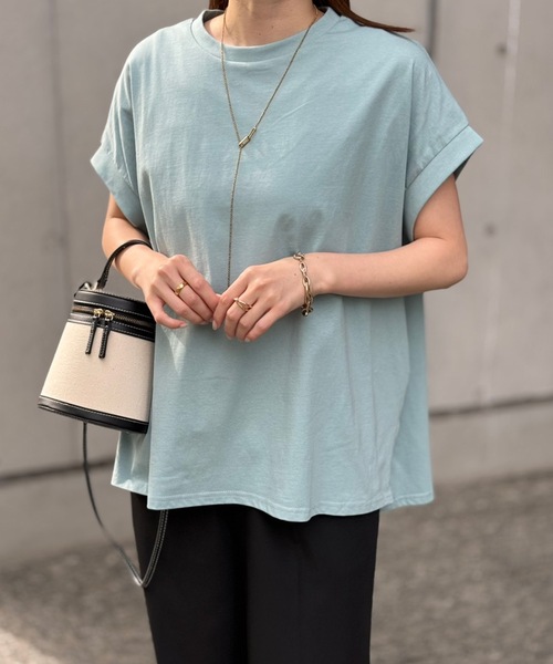 CIENA(シエナ)の「クールタッチクルーネックプルオーバー(Tシャツ/カットソー・レディース・ホワイト/ライトブルー/ブラック/チャコールグレー・FREE)」の4枚目の写真