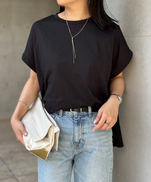 CIENA(シエナ)の「クールタッチクルーネックプルオーバー(Tシャツ/カットソー・レディース・ホワイト/ライトブルー/ブラック/チャコールグレー・FREE)」の7枚目の写真