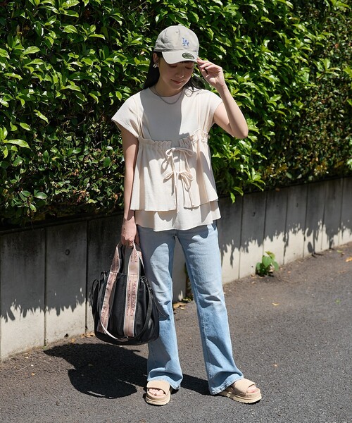 FREAK'S STORE(フリークスストア)の「【セットアイテム】ワッフル フレンチスリーブ ビスチェセット(Tシャツ/カットソー・レディース・ブルーグリーン/オフホワイト/ブラウン/チャコール・フリ-)」の5枚目の写真