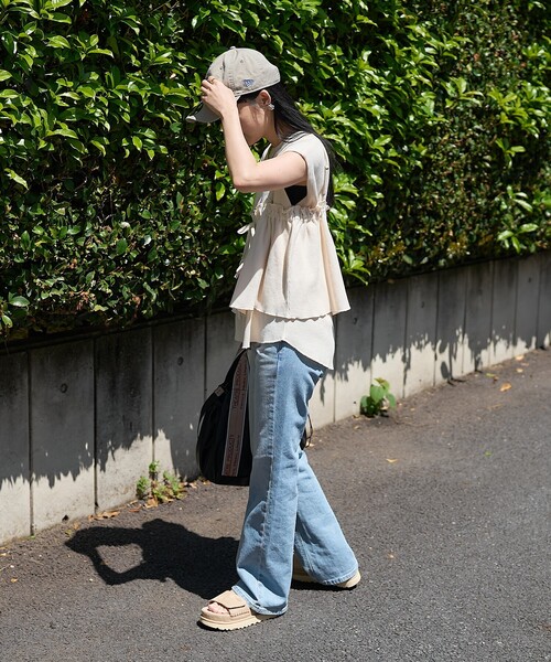 FREAK'S STORE(フリークスストア)の「【セットアイテム】ワッフル フレンチスリーブ ビスチェセット(Tシャツ/カットソー・レディース・ブルーグリーン/オフホワイト/ブラウン/チャコール・フリ-)」の6枚目の写真