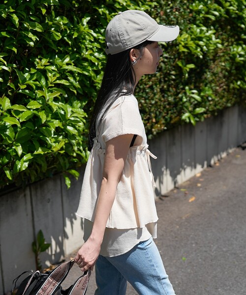 FREAK'S STORE(フリークスストア)の「【セットアイテム】ワッフル フレンチスリーブ ビスチェセット(Tシャツ/カットソー・レディース・ブルーグリーン/オフホワイト/ブラウン/チャコール・フリ-)」の9枚目の写真