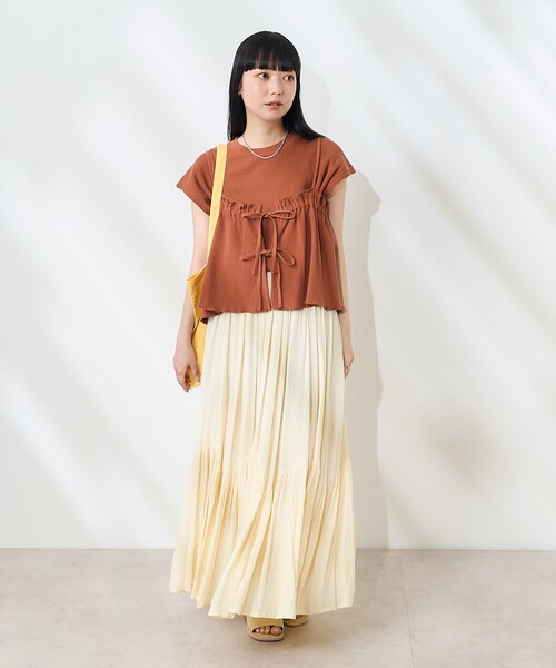 FREAK'S STORE(フリークスストア)の「【セットアイテム】ワッフル フレンチスリーブ ビスチェセット(Tシャツ/カットソー・レディース・ブルーグリーン/オフホワイト/ブラウン/チャコール・フリ-)」の12枚目の写真