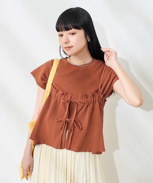 セール】【セットアイテム】ワッフル フレンチスリーブ ビスチェセット