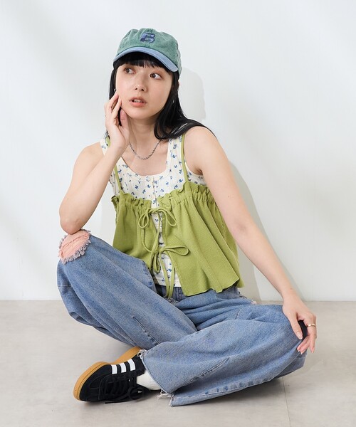 FREAK'S STORE(フリークスストア)の「【セットアイテム】ワッフル フレンチスリーブ ビスチェセット(Tシャツ/カットソー・レディース・ブルーグリーン/オフホワイト/ブラウン/チャコール・フリ-)」の21枚目の写真