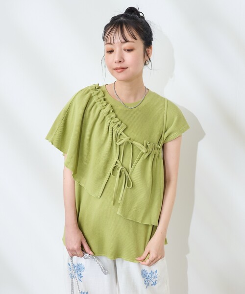 セール】【セットアイテム】ワッフル フレンチスリーブ ビスチェセット