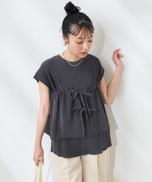 セール】【セットアイテム】ワッフル フレンチスリーブ ビスチェセット