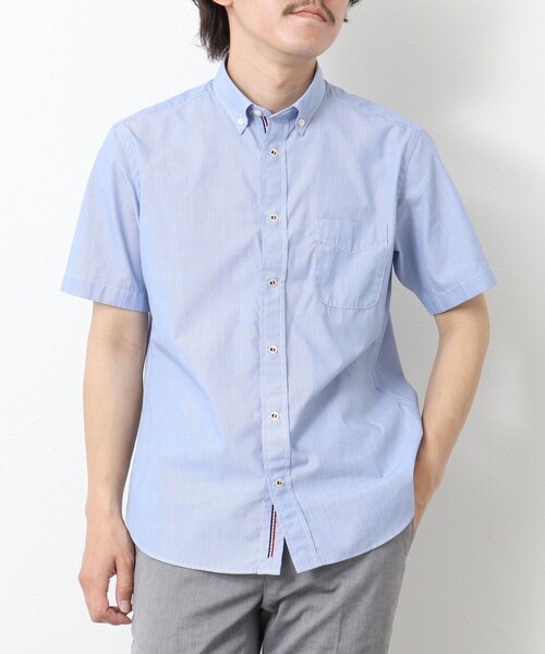 NOLLEY’S(ノーリーズ)の「T/C 半袖パラシュートBD 25SS(シャツ/ブラウス・メンズ・グレイッシュベージュ/ブルー/ネイビー/ホワイト・S/M/L/XL)」の4枚目の写真