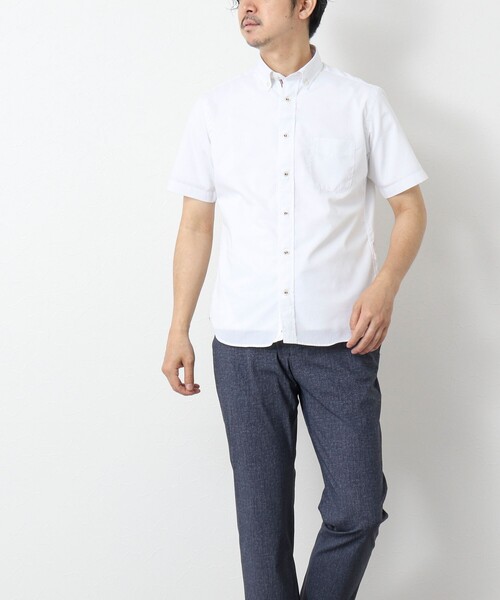 NOLLEY’S(ノーリーズ)の「T/C 半袖パラシュートBD 25SS(シャツ/ブラウス・メンズ・グレイッシュベージュ/ブルー/ネイビー/ホワイト・S/M/L/XL)」の8枚目の写真
