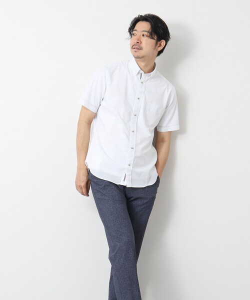NOLLEY’S(ノーリーズ)の「T/C 半袖パラシュートBD 25SS(シャツ/ブラウス・メンズ・グレイッシュベージュ/ブルー/ネイビー/ホワイト・S/M/L/XL)」の12枚目の写真