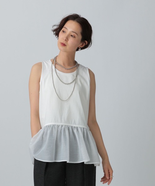 LEPSIM（レプシィム）の「裾アソートレイヤードノースリーブ　414767（タンクトップ・レディース・オフホワイト/ホワイト・TALL/FREE）」の4枚目の写真